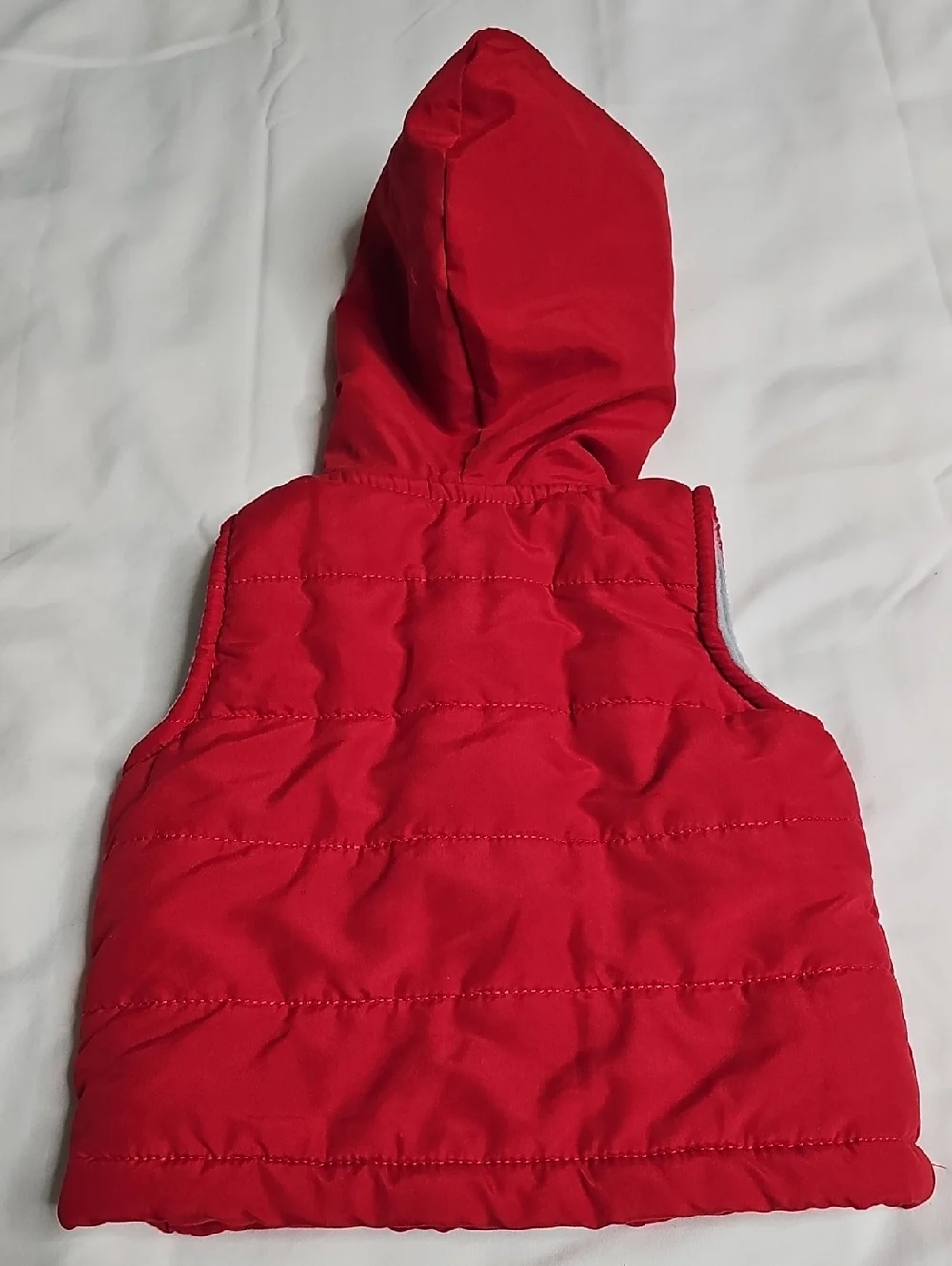 Kids Red Hooded Puffer Vest with Guitar Embroidery